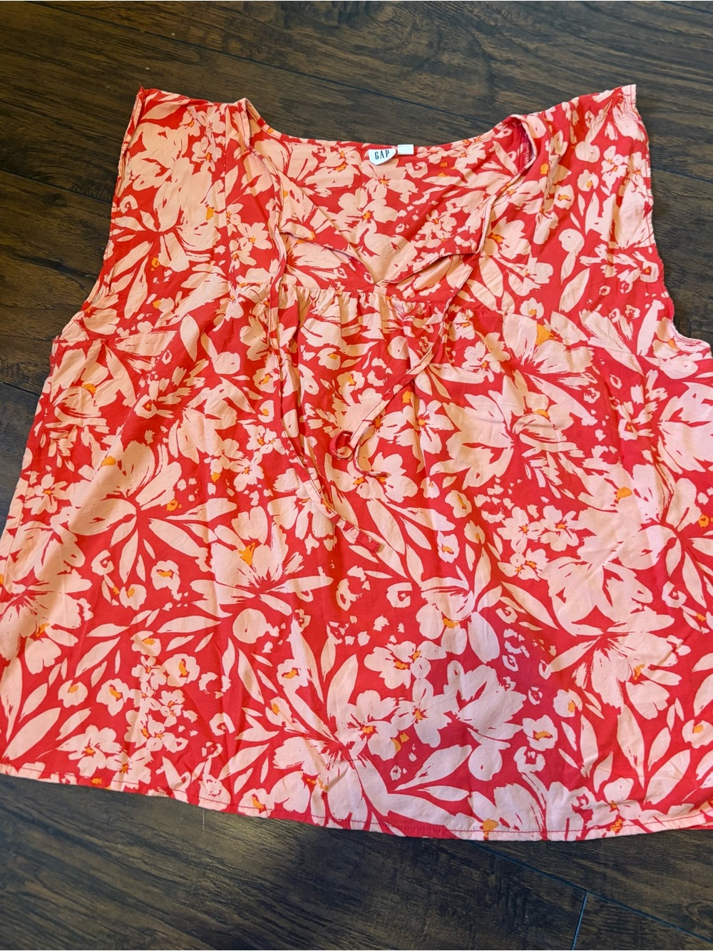GAP Floral Sleeveless V-Neck Tie Top  XL